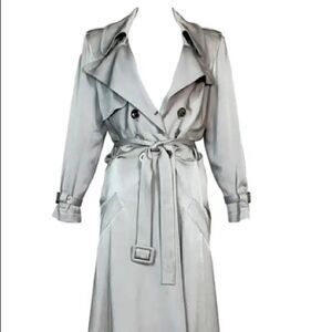 ❤️SOLD❤️S/S 2004 Christian Dior by John Galliano Silver Satin Trench Coat Jacket